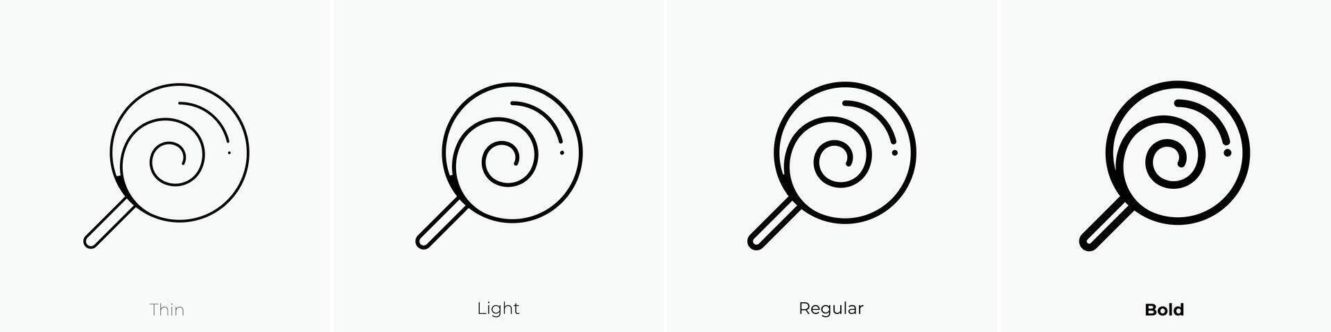 lollipop icon. Thin, Light, Regular And Bold style design isolated on white background vector