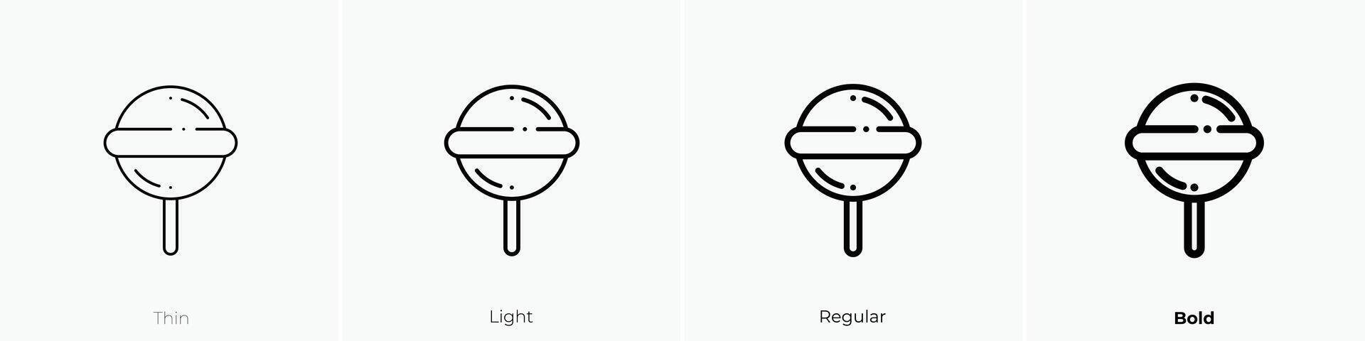 lollipop icon. Thin, Light, Regular And Bold style design isolated on white background vector
