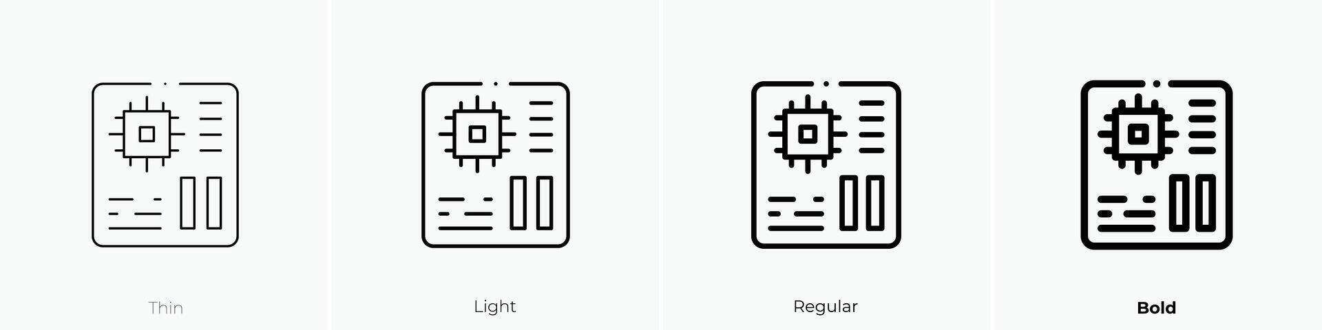 placa base icono. delgado, luz, regular y negrita estilo diseño aislado en blanco antecedentes vector