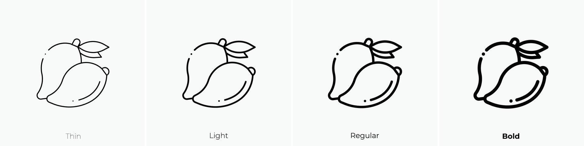 mango icon. Thin, Light, Regular And Bold style design isolated on white background vector
