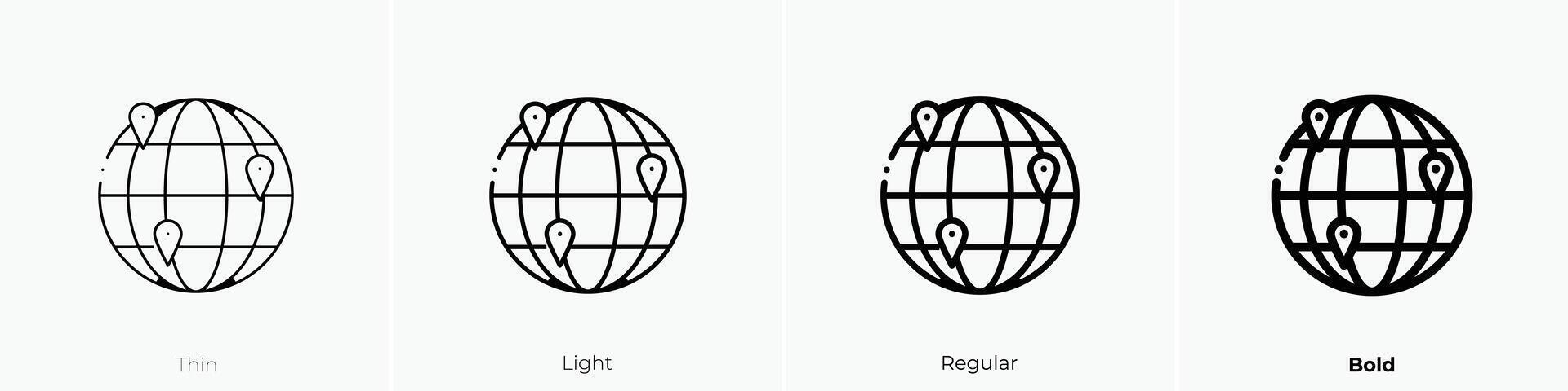 locations icon. Thin, Light, Regular And Bold style design isolated on white background vector
