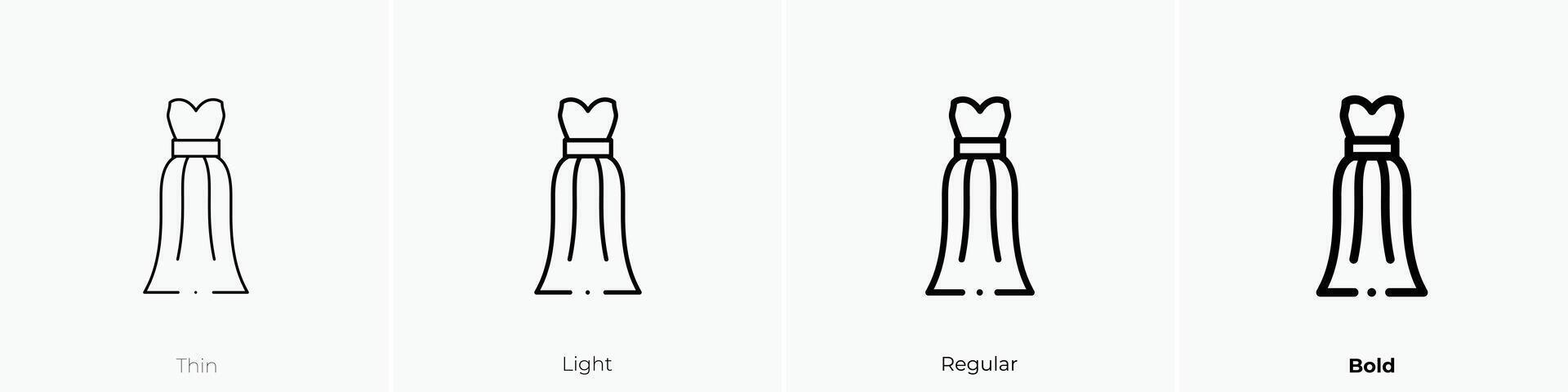 long dress icon. Thin, Light, Regular And Bold style design isolated on white background vector