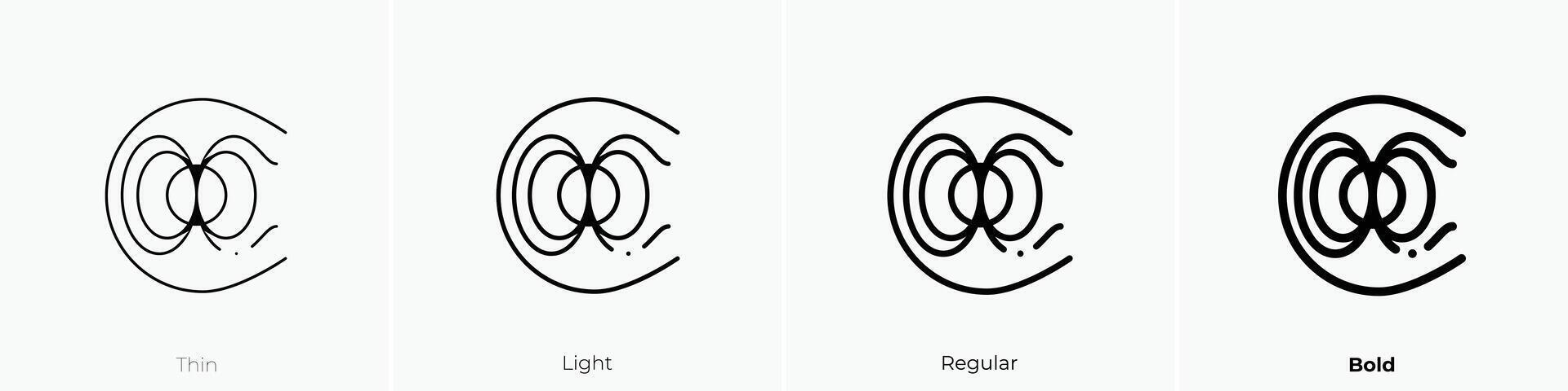 magnetic field icon. Thin, Light, Regular And Bold style design isolated on white background vector