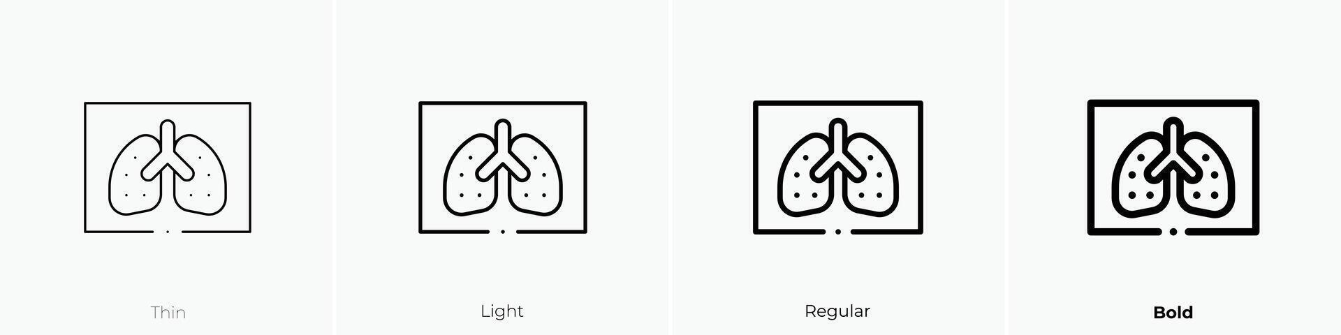 lung cancer icon. Thin, Light, Regular And Bold style design isolated on white background vector