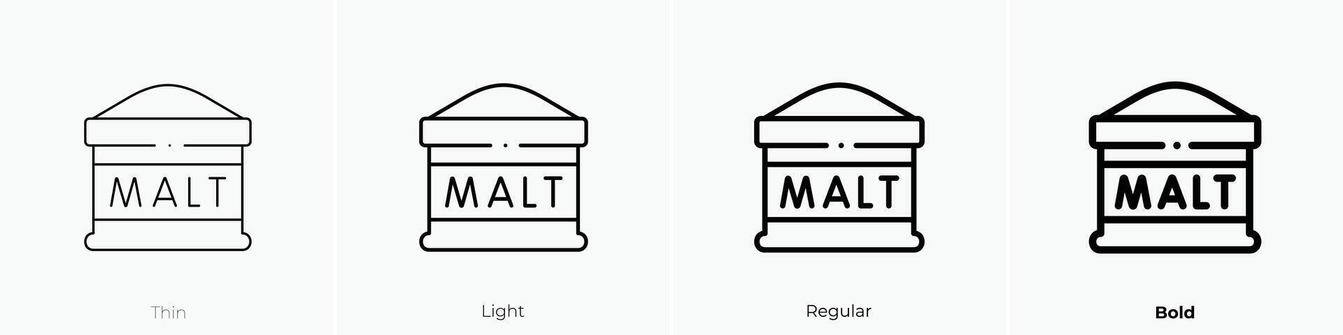 malt icon. Thin, Light, Regular And Bold style design isolated on white background vector