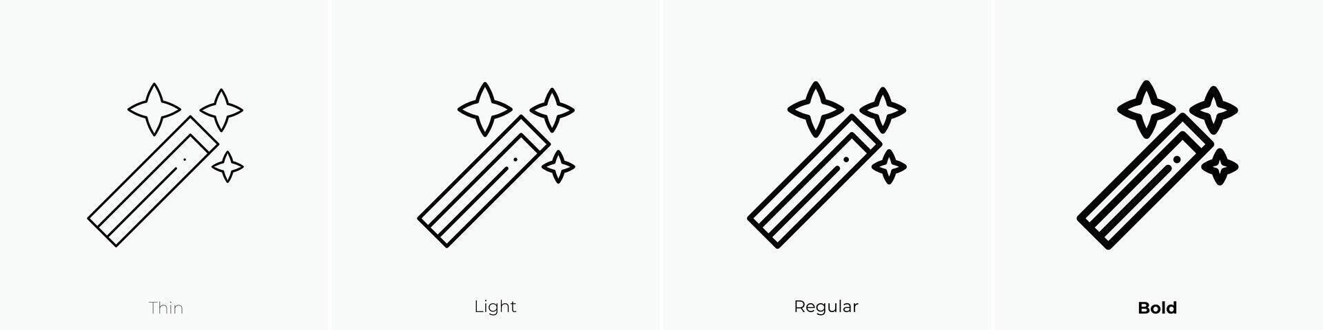 magic wand icon. Thin, Light, Regular And Bold style design isolated on white background vector