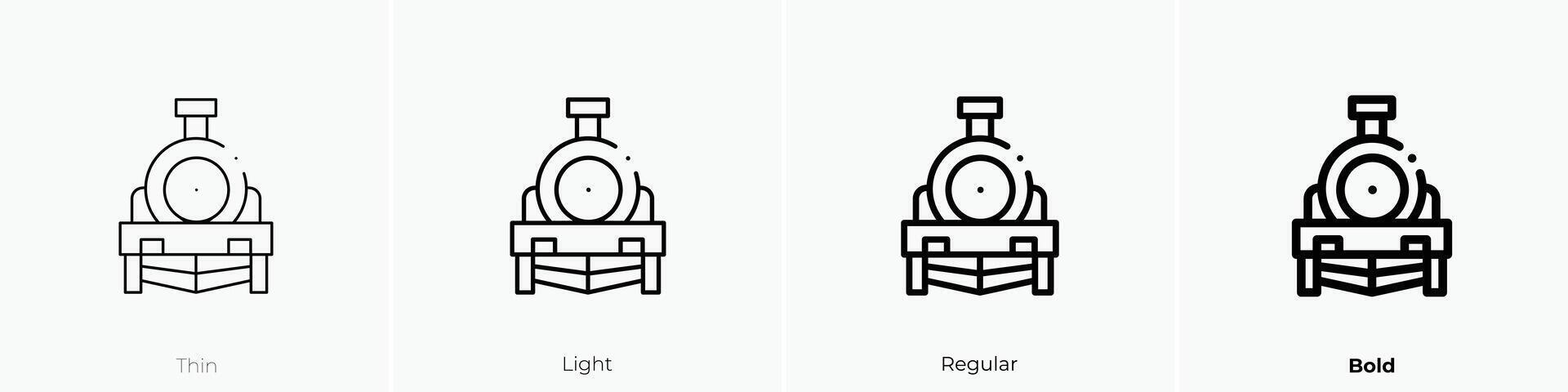locomotive icon. Thin, Light, Regular And Bold style design isolated on white background vector