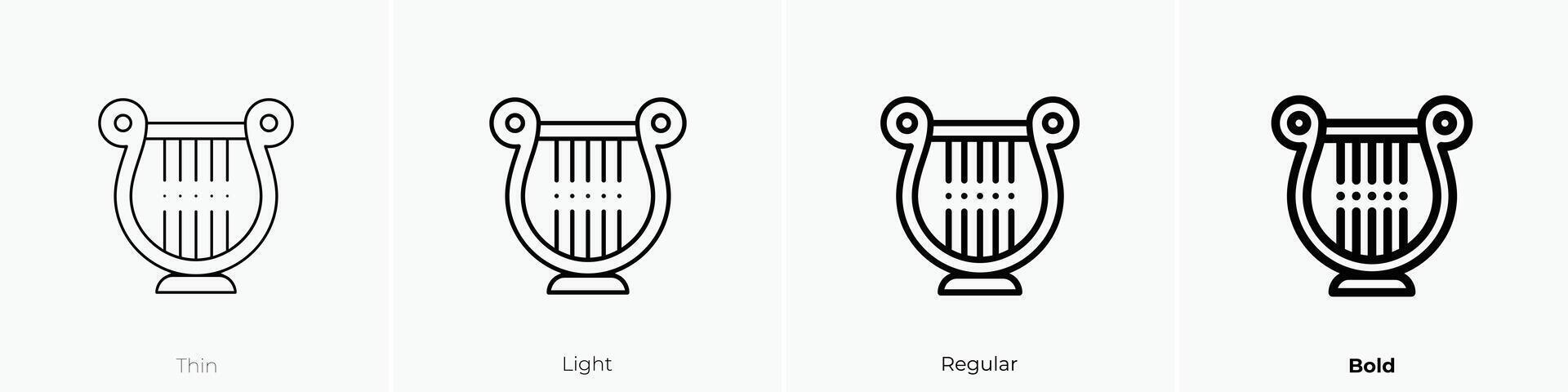 lyre icon. Thin, Light, Regular And Bold style design isolated on white background vector