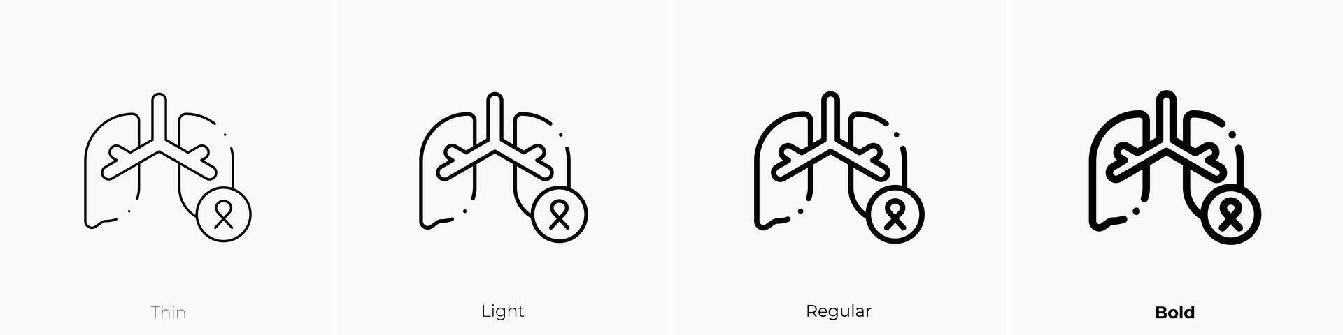 lung cancer icon. Thin, Light, Regular And Bold style design isolated on white background vector