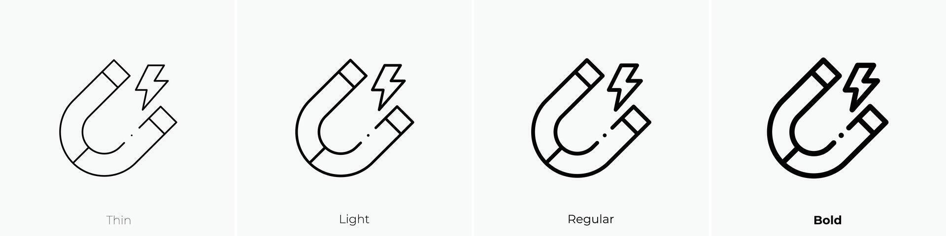 magnet icon. Thin, Light, Regular And Bold style design isolated on white background vector