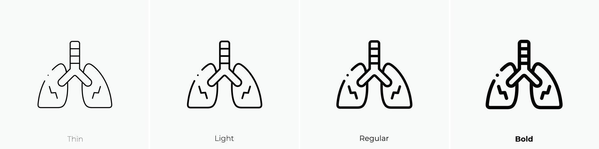 lungs icon. Thin, Light, Regular And Bold style design isolated on white background vector