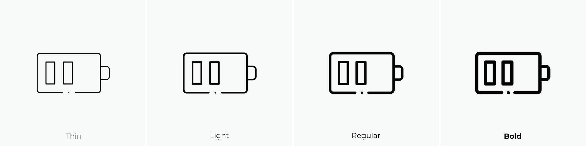low battery icon. Thin, Light, Regular And Bold style design isolated on white background vector
