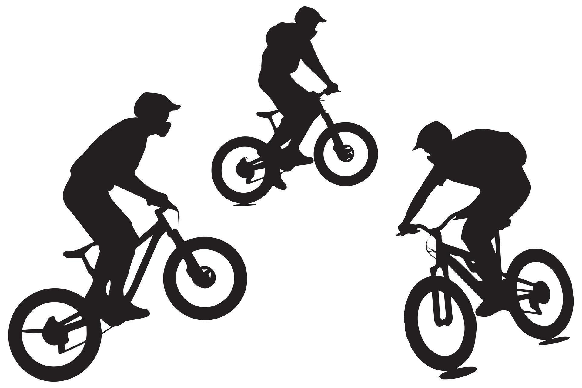 jumping bicyclist silhouettes in black on white background 44798747 Vector Art at Vecteezy