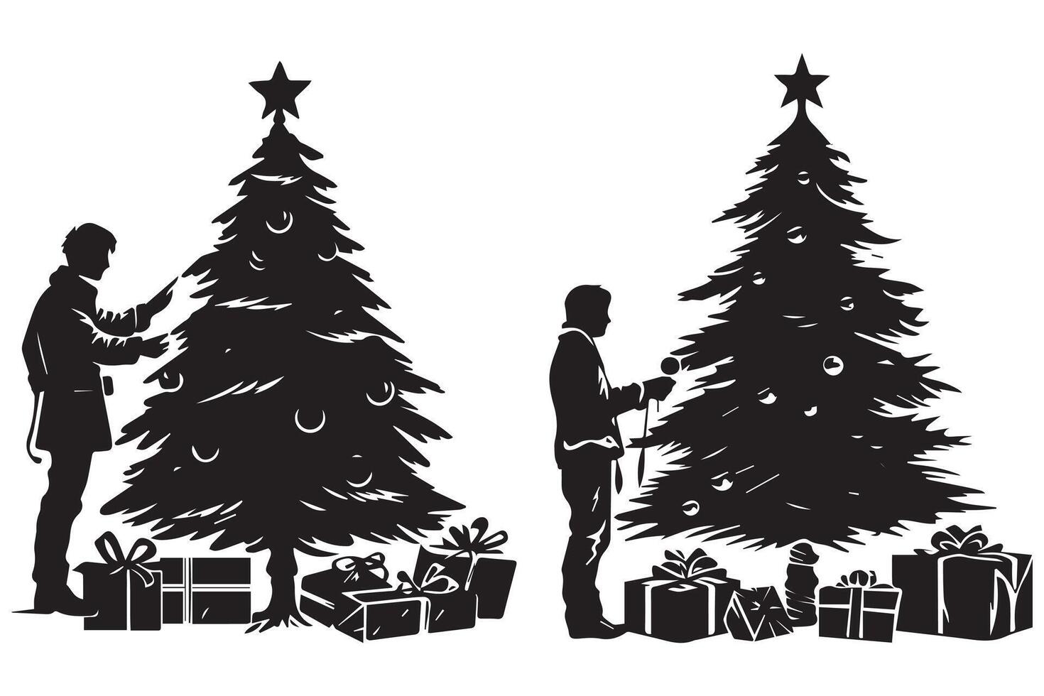 Navidad árbol silueta con regalos Pro diseño vector