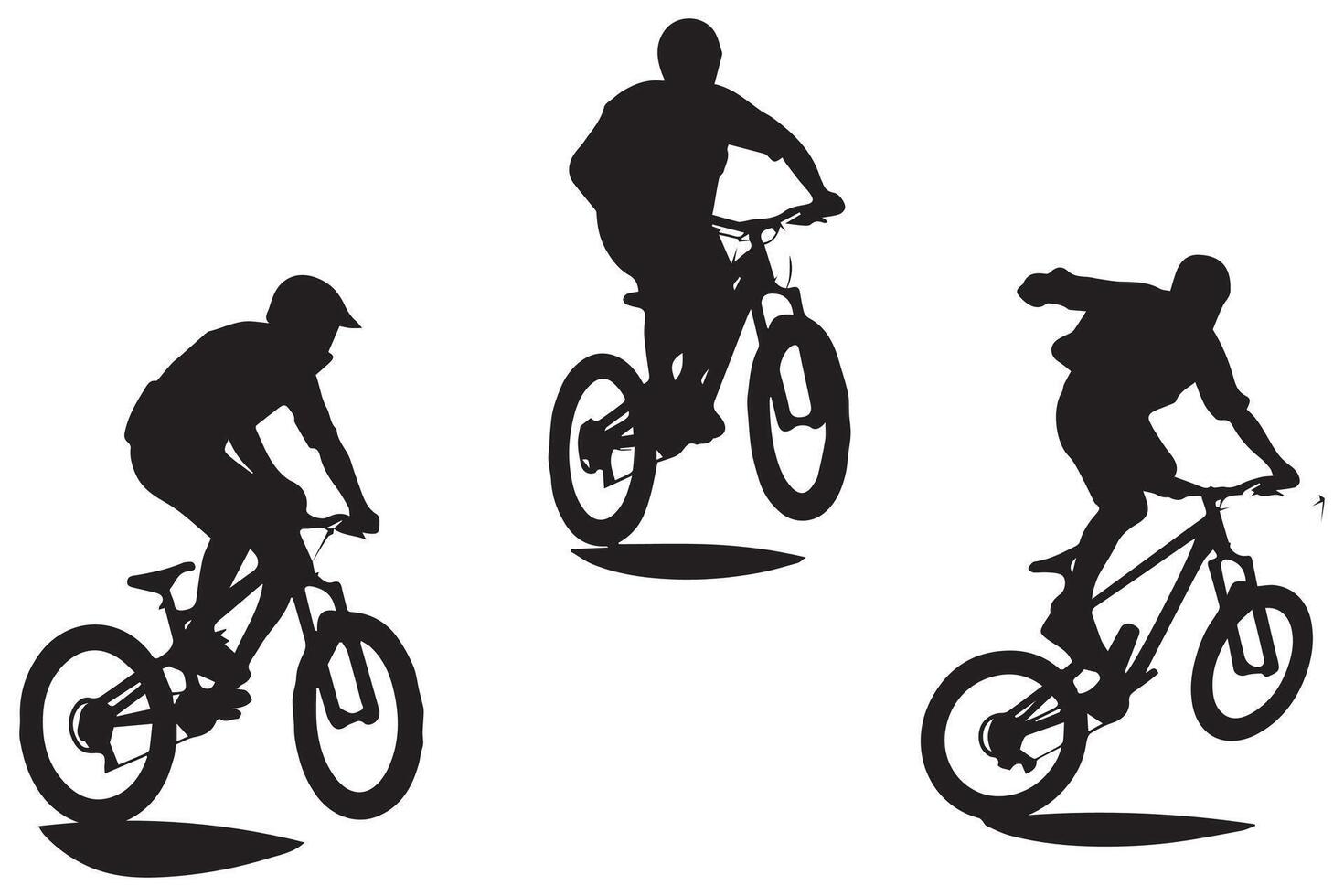 bicyclist silhouettes white background vector