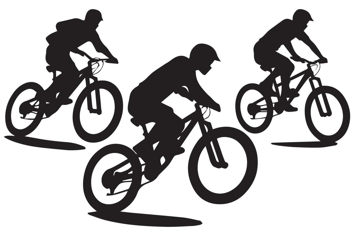 bicyclist silhouettes white background vector