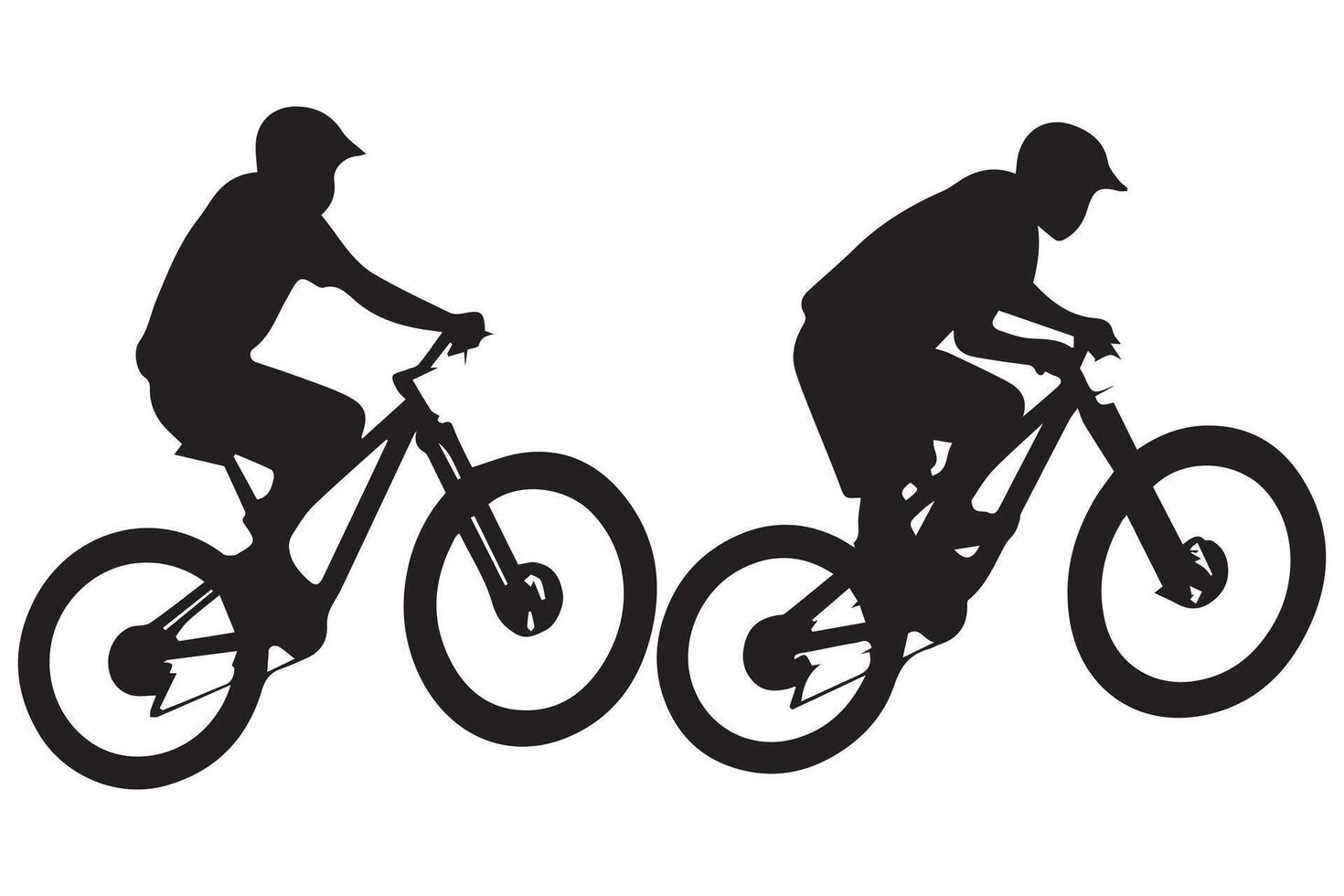 silhouette cyclists bicycle jumping riders on white background vector