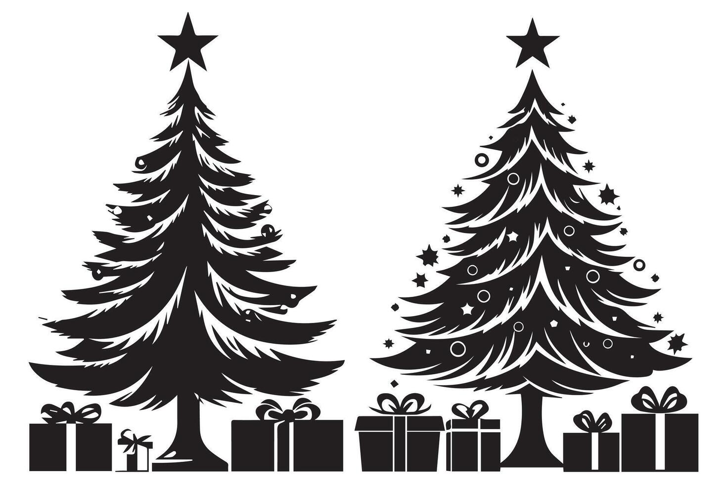 Navidad árbol con regalos silhouett vector