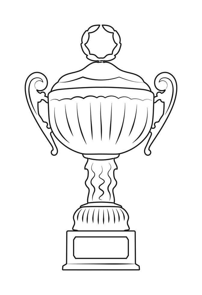 Winner cup, trophy sketch outline. Victory symbol. Graphic illustrations isolated on white background vector