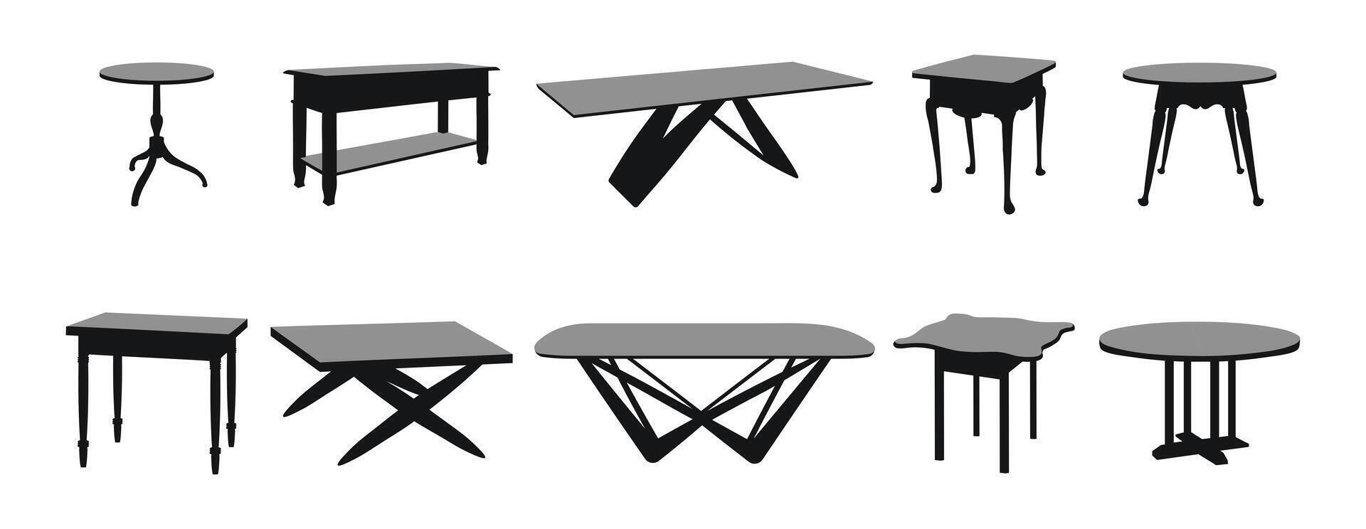 Image of single tables. Piece of the interior vector