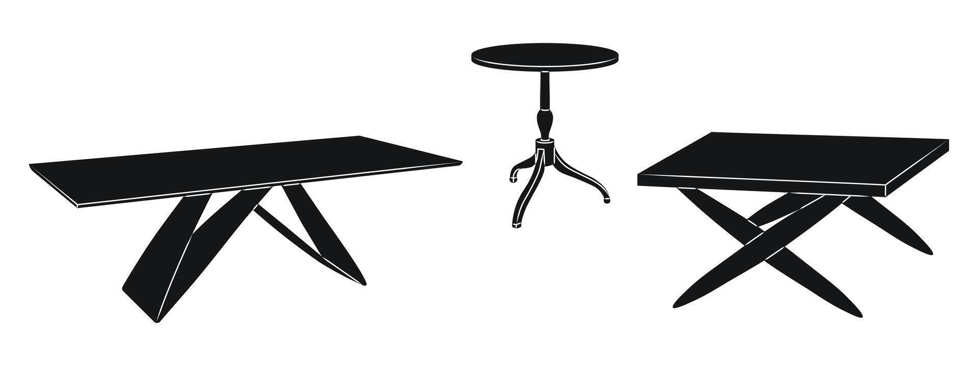 Image of single tables. Piece of the interior vector