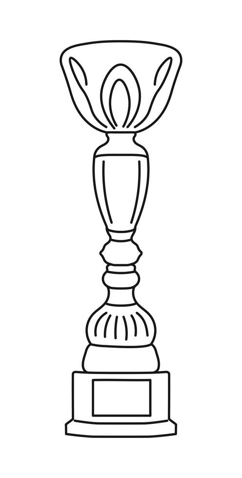 Winner cup, trophy sketch outline. Victory symbol. Graphic illustrations isolated on white background vector