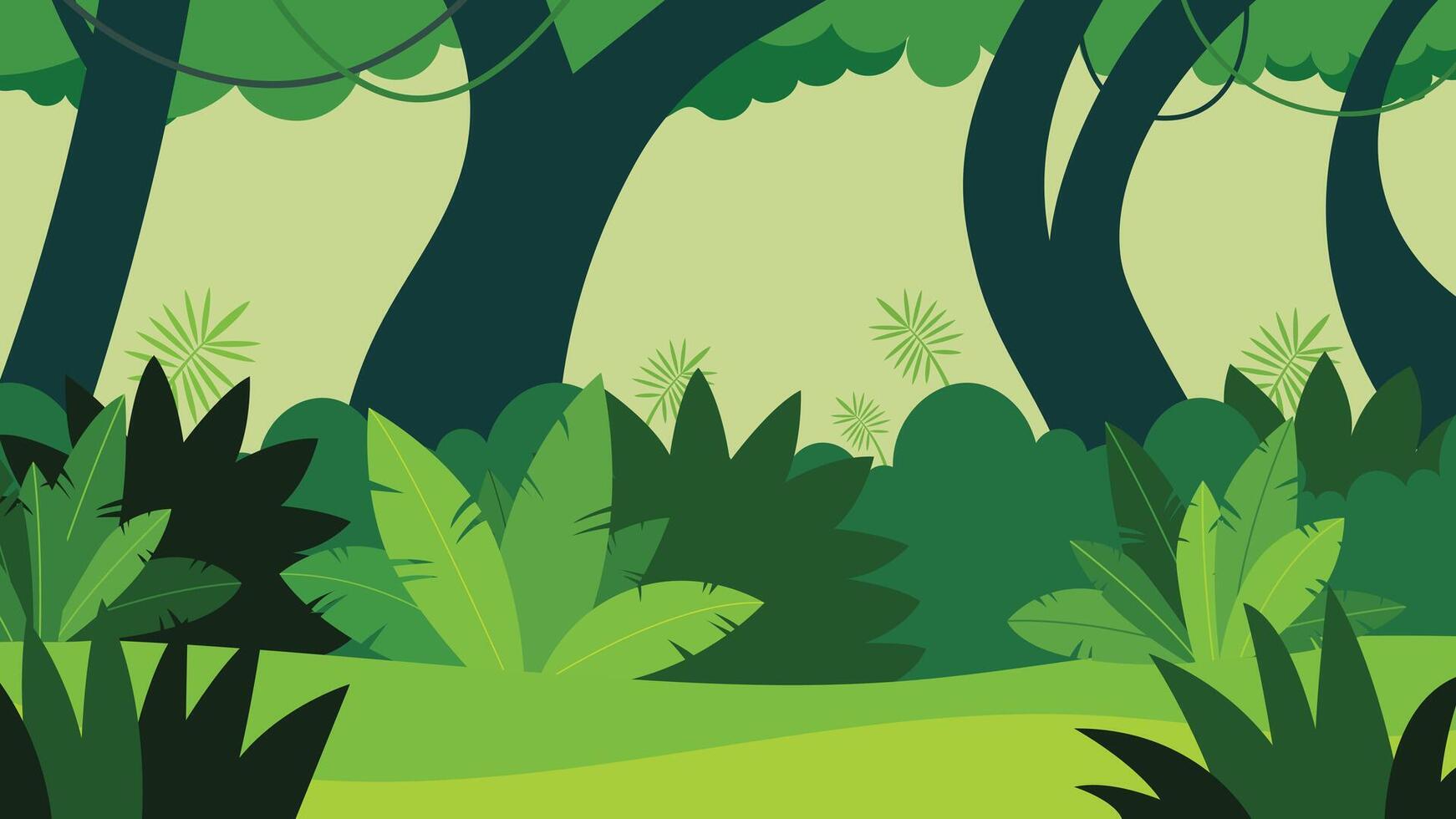 tropical selva antecedentes dibujos animados estilo.natural escena plano diseño.bosque paisaje vector