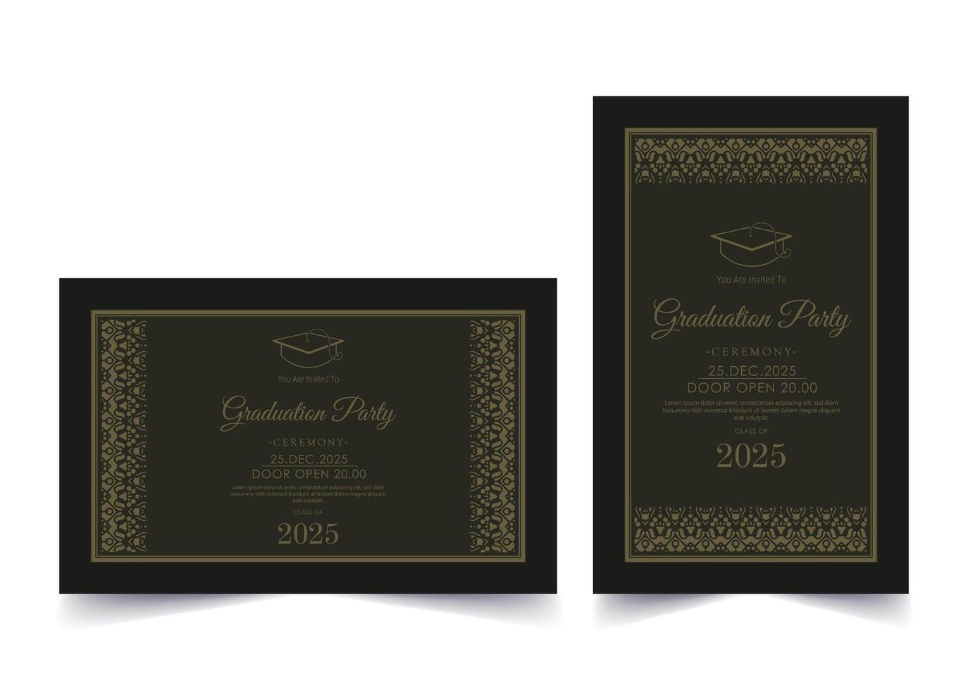 graduation invitation with ornament template vector