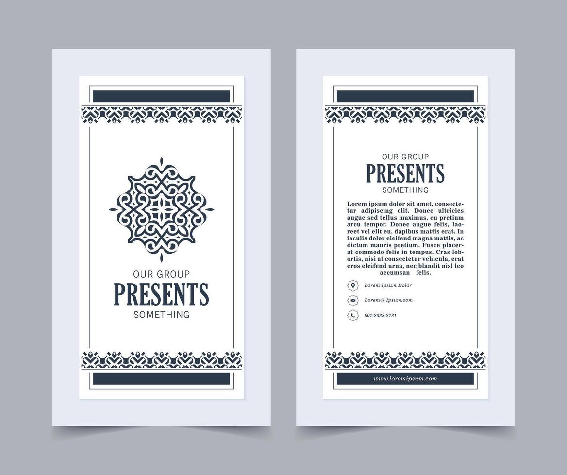 vertical business card with ornament pattern border vector
