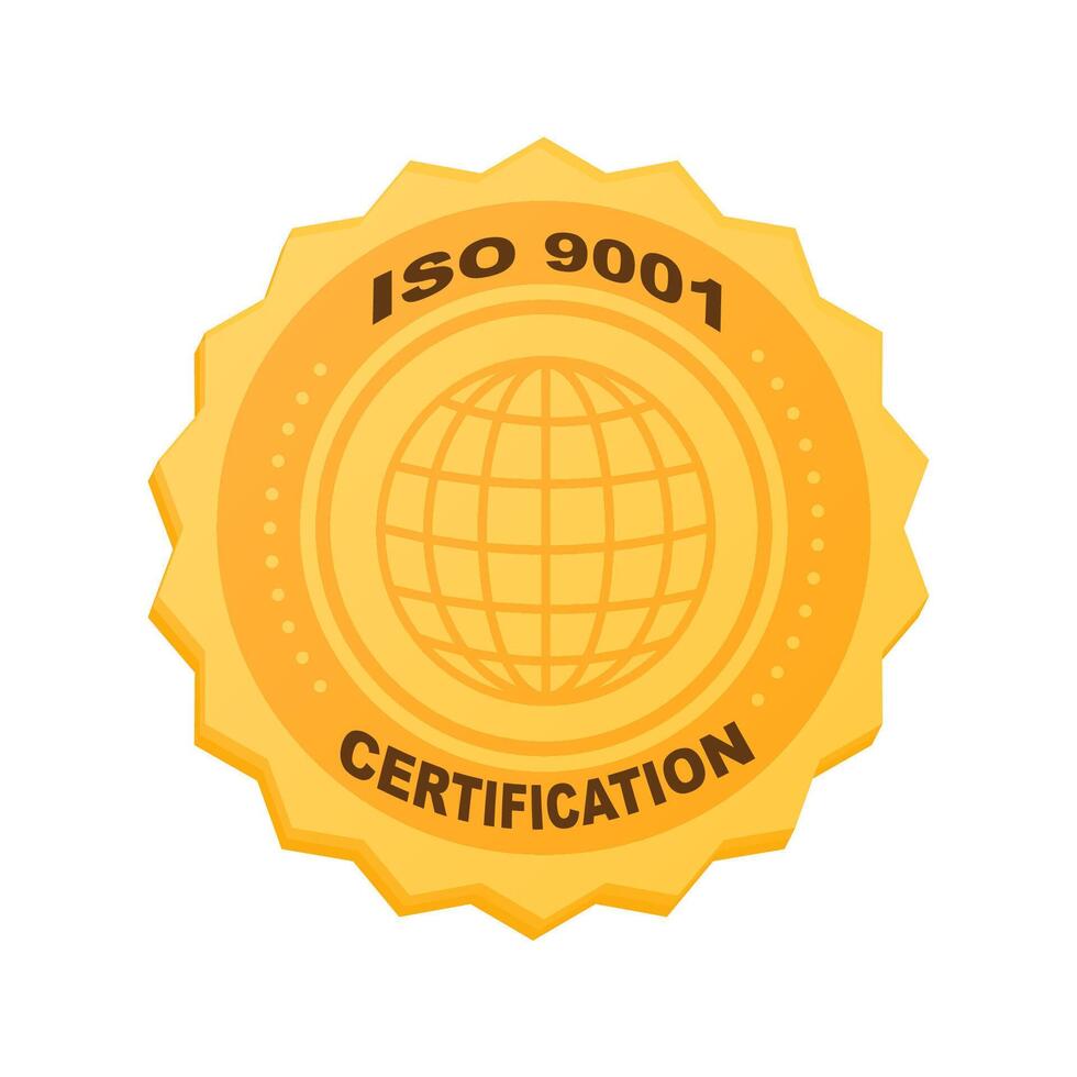 Green ISO 9001 Quality Management Certification Badge illustration vector