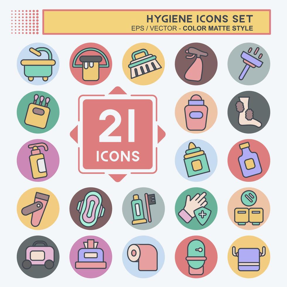 Icon Set Hygiene. related to Cleaning symbol. color mate style. simple design illustration vector