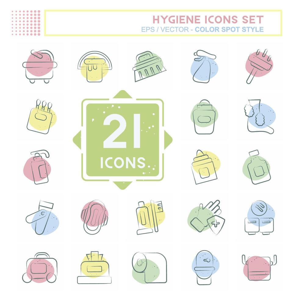 Icon Set Hygiene. related to Cleaning symbol. Color Spot Style. simple design illustration vector