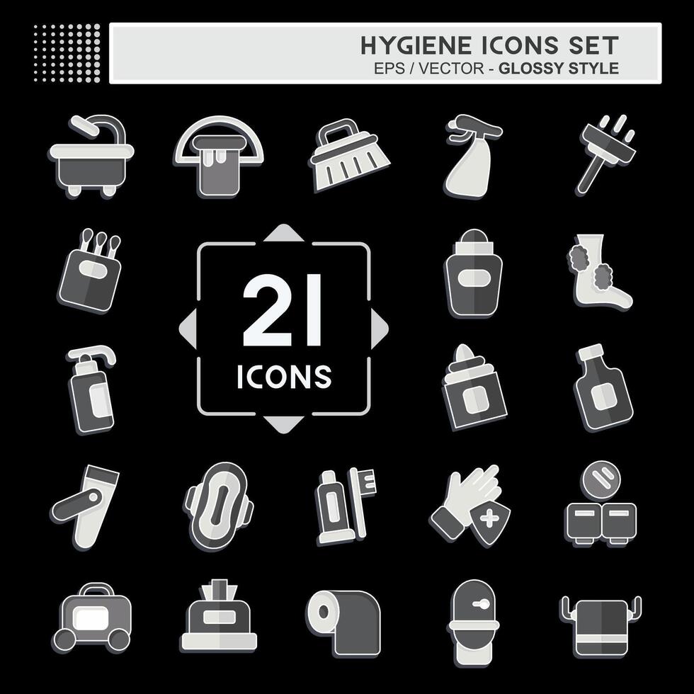 icono conjunto higiene. relacionado a limpieza símbolo. lustroso estilo. sencillo diseño ilustración vector