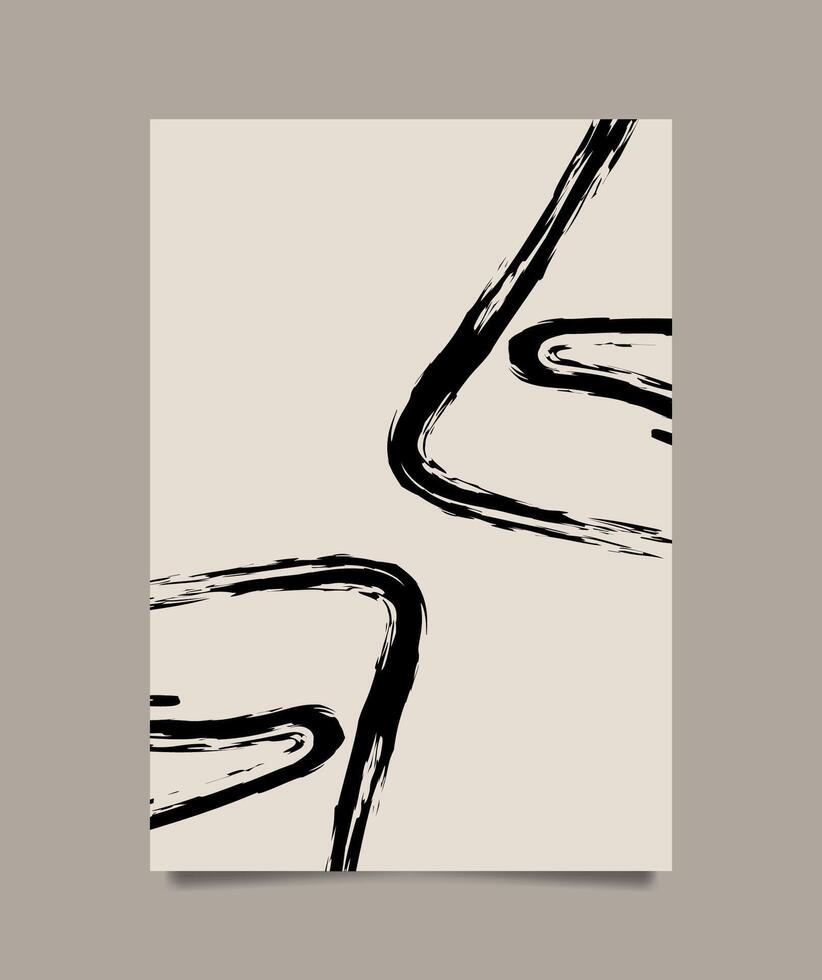 Hand drawn abstract boho wall art minimalist covers set vector