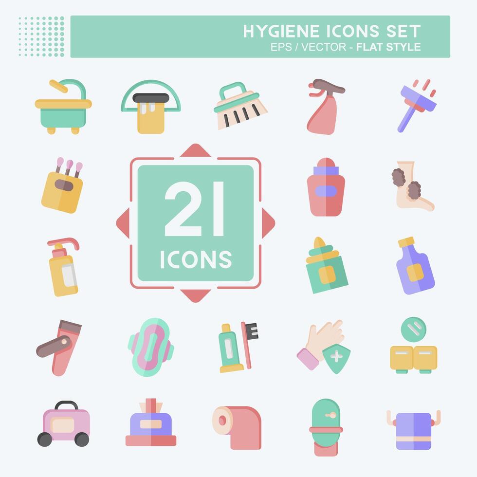 Icon Set Hygiene. related to Cleaning symbol. flat style. simple design illustration vector