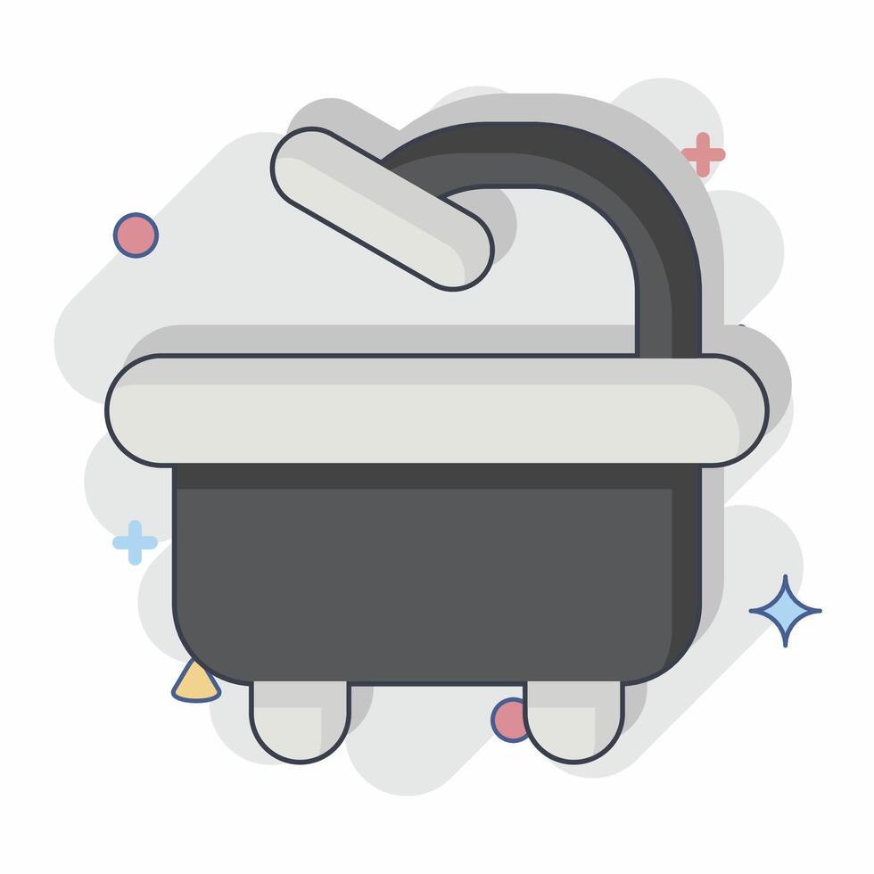 Icon Bathtub. related to Hygiene symbol. comic style. simple design illustration vector