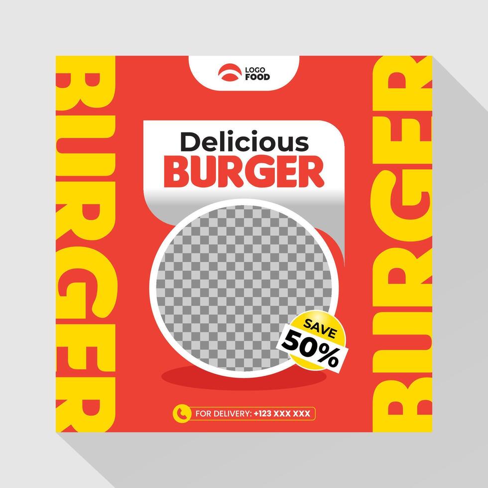 Burger food social media post template vector