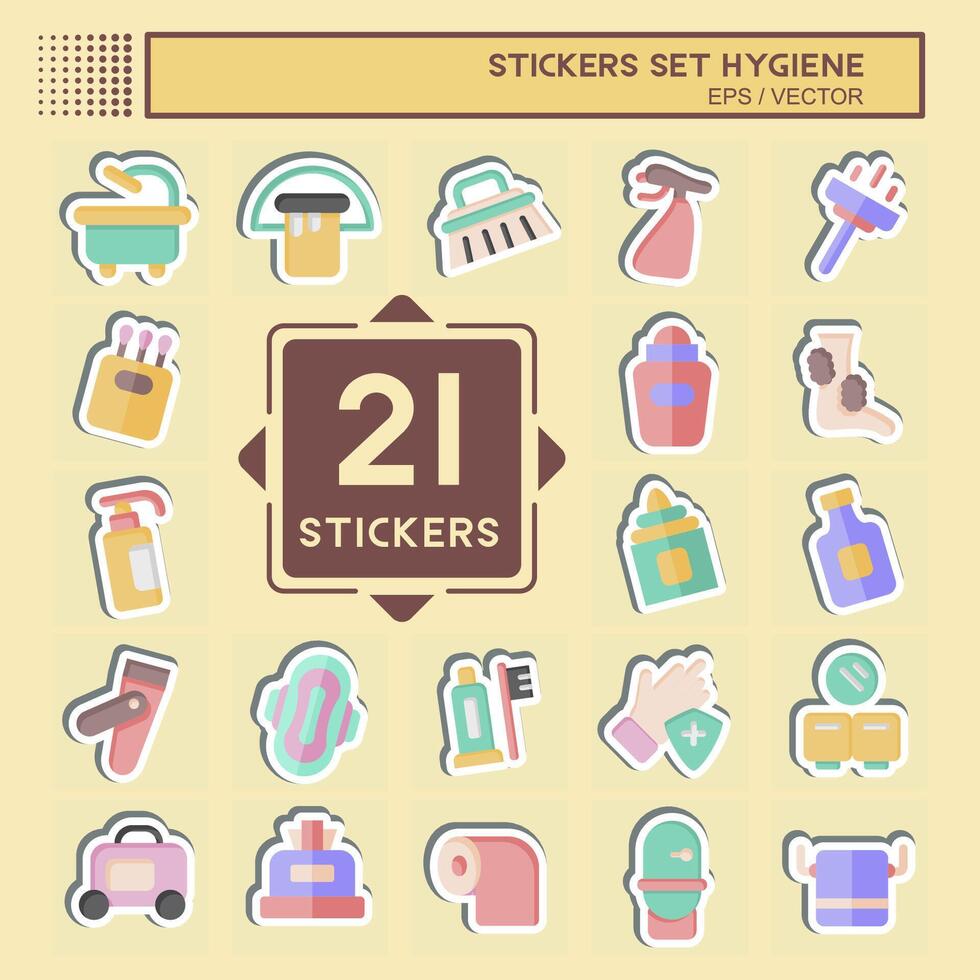 Sticker Set Hygiene. related to Cleaning symbol. simple design illustration vector