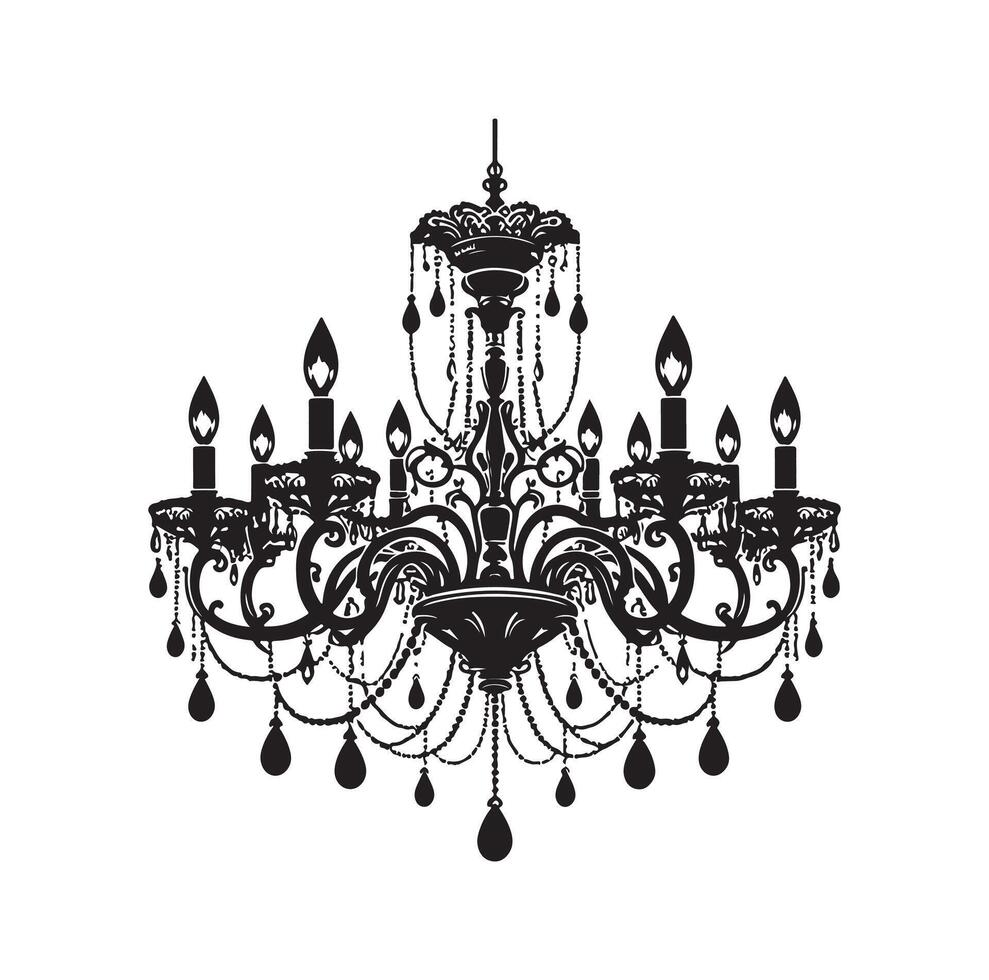 chandelier illustration icon silhouette style vector