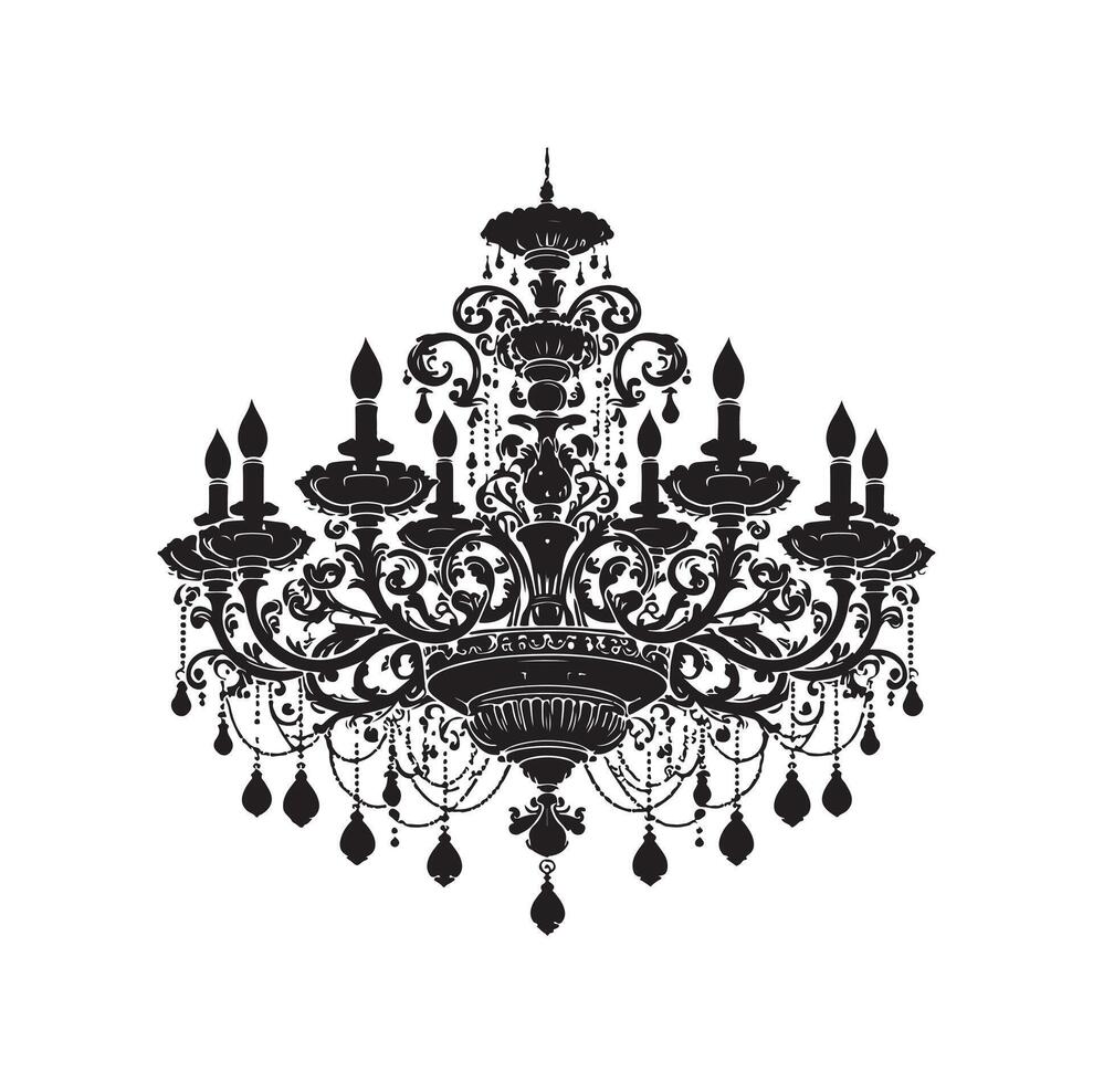 chandelier illustration icon silhouette style vector