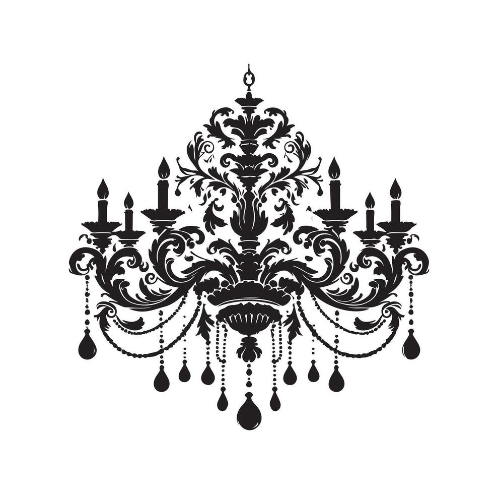 chandelier illustration icon silhouette style vector