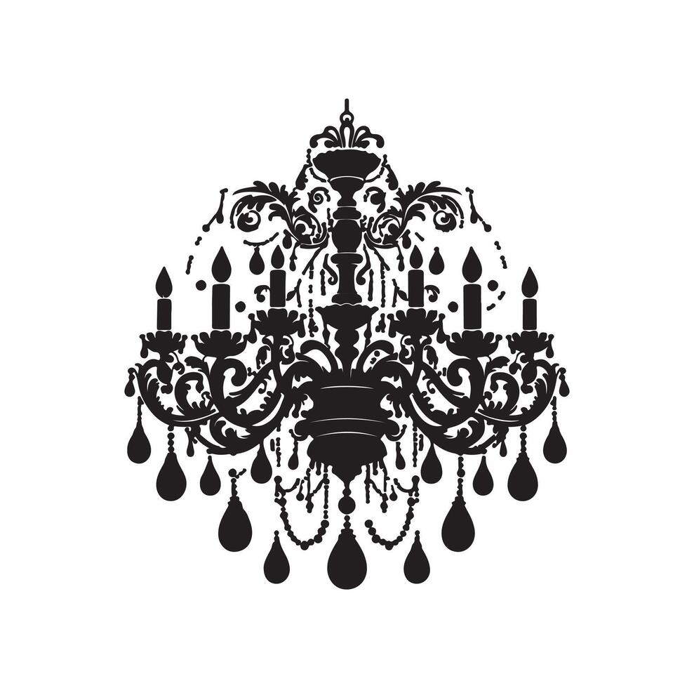 chandelier illustration icon silhouette style vector