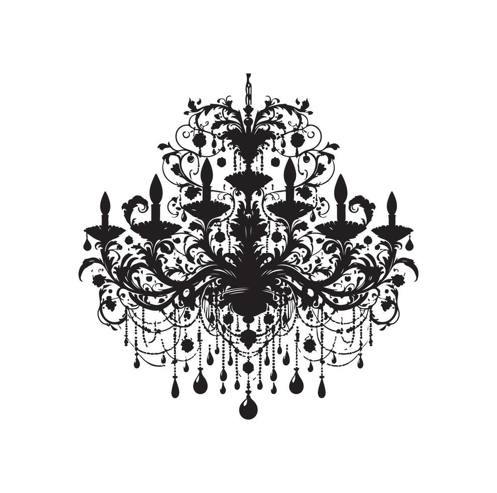 chandelier illustration icon silhouette style vector