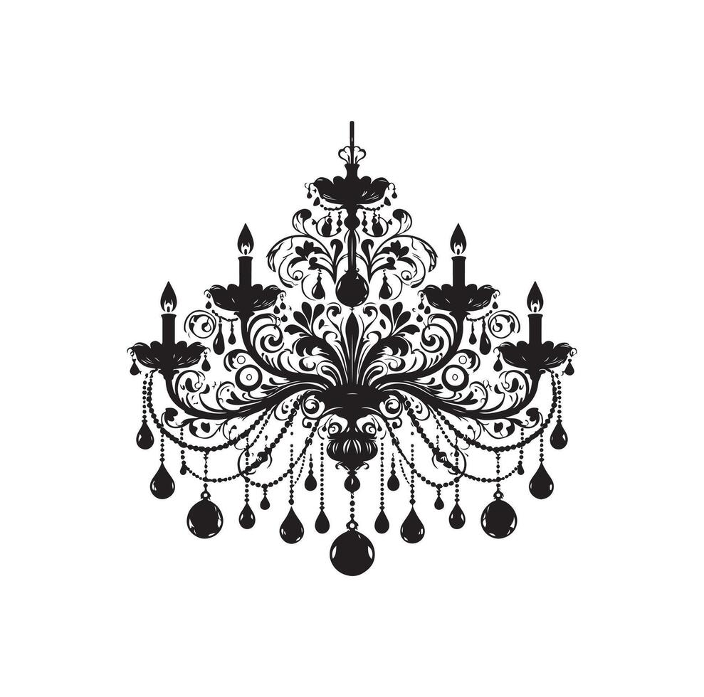 chandelier illustration icon silhouette style vector