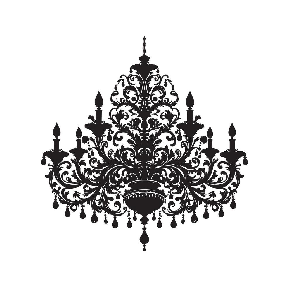 chandelier illustration icon silhouette style vector