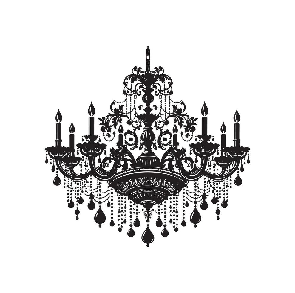 chandelier illustration icon silhouette style vector