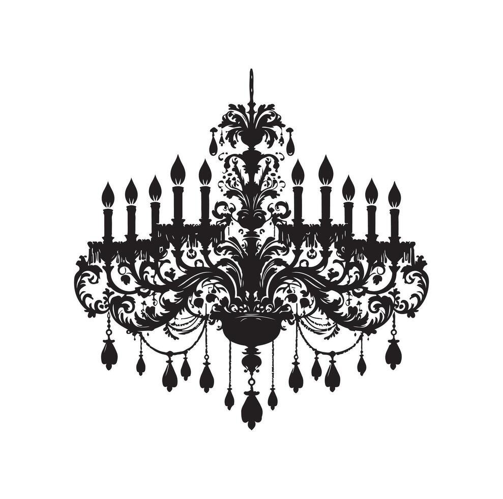 chandelier illustration icon silhouette style vector