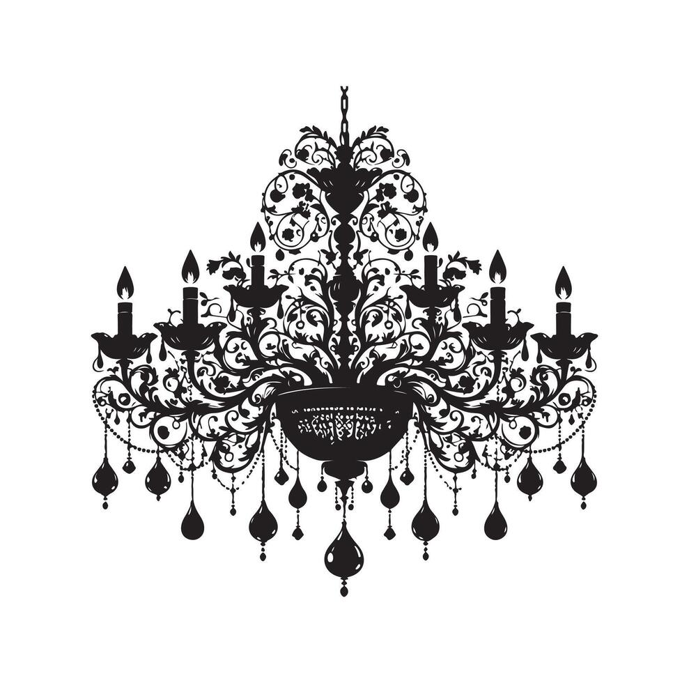 chandelier illustration icon silhouette style vector