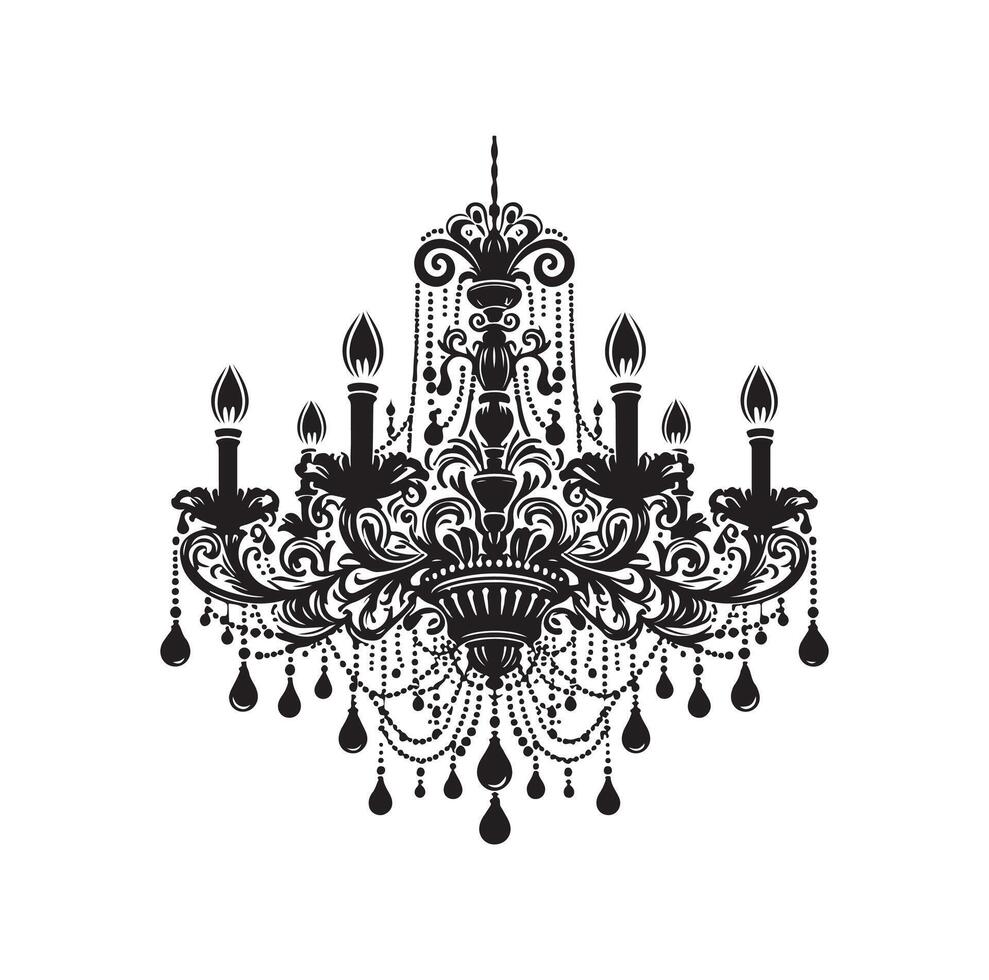 chandelier illustration icon silhouette style vector