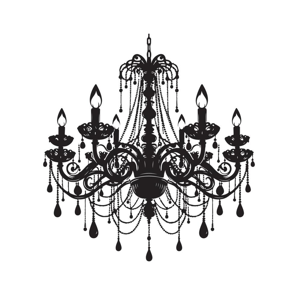 chandelier illustration icon silhouette style vector